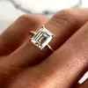 Band Ringe 2021 Mode Damen Sterling Silber 925 Schmuck Klassischer Verlobungsring Diamantring im Smaragdschliff J230411