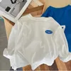 T Shirts HoneyCherry Spring Boy S Long Sleeved T Shirt Children S Blue Tops Baby Bottom Shirt Barnkläder 230411