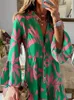 Casual jurken elegant boho print jurk dames vneck flare mouw casual losse aline jurk veer dames vakantie shirt jurken vestidos 230410