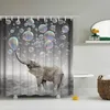 4st elefant vattentät polyester bubblor badrum duschgardin toalett täckmatta icke-halkgolvmatta matta set med 12 krokar lj201269b