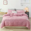 Ensembles de literie 1/3 pièces gris hiver flanelle doux chaud agneau cachemire housse de couette ou solide polaire couette taie d'oreiller ensemble Textile de maison