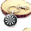 Darts Target Key Chain Restore Ancient Time Gem Pendant Ring Dart Sports Lovers Holder Drop Delivery Dhlxu