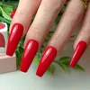 Faux ongles 24 pièces brillant rouge longue ballerine cercueil faux avec gelée colle artificielle UV Gel vernis Surface manucure outils