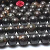 Loose Gemstones Natural Black Gold Lepidolite Smooth Round Beads Wholesale Gemstone Semi Precious Jewelry Making 15"