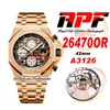 APF 42 мм 26470OR A4404 Автоматические мужские часы с хронографом Розовое золото Черный Серебристый текстурированный циферблат Браслет из нержавеющей стали Super Edition Reloj Hombre Puretimewatch C3