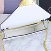 New women designer shoulder bag 10A original genuine leather crossbody bags top quality black Triangle bag fashion white gold chain purse