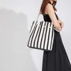 Summer New Stripe Panel Drawstring Tote Bag Casual Large Capacity Fashion Trend Shoulder Bag Oblique Straddle Multi purpose Bag 231111