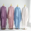 Abbigliamento etnico Nappe Abaya per le donne Manica a pipistrello Raso Islamico Dubai Abiti turchi Ramadan Eid Abito lungo musulmano Caftano marocchino