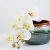 Декоративные цветы 6 головок Поддельные 3D искусственные растения Рождественские украшения на год Фаленопсис Белая шелковая орхидея Домашние вазы на свадьбу