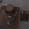 Pendant Necklaces Classic Luxury Double Pin Geometric Full Zircon Necklace Choker Bracelet Earring Set Party Gift Fashion Jewelry