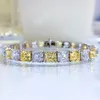 Asscher Cut Topaz Diamond Bangle Bracelet 100% Real 925 Sterling silver Wedding Bracelets For Women Engagement Party Jewelry