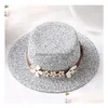 Chapeaux de soleil Blé Été Pour Femmes Plat Top St Hat Printemps Voyage Drop Livraison Dh2Tu