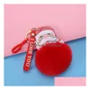 12 styles festifs grand rouge père Noël moelleux porte-clés fausse boule de fourrure de lapin Pom Pon porte-clés femmes sac anneau livraison directe Dhyhf