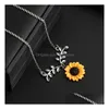 Euramerican Newest Sunflower Necklace Leaf Flower Pendant Alloy Women Nice Birthday Gift Ship Drop Delivery Dhbka