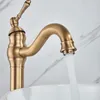 Bathroom Sink Faucets Brass Antique Deck Mounted Basin Cold Mixer Crane Water Column High Short Style 230410