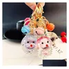 Mticolor Creative Dog Keychain med Pearl Chain Bell Pendant Key Delicacy 3D Animal Ring Bag Tillbehör Drop Delivery Dhkqz