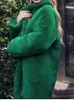 女性の毛皮のソリッドコートロングジャケット女性2023冬の濃厚な暖かいスタンドカラーレックスコートファッションストリートウェアファーリーオーバーコート