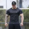 Herr t-shirts komprimering snabb torr t-shirt män som kör sport mager kort tee skjorta manlig gym fitness bodybuilding träning svarta toppar kläder 230411