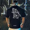 Hommes t-shirts hommes surdimensionné T-shirt mode Hip Hop gymnases Singlet coton lâche musculation Fitness col rond T-shirt