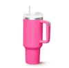 Barbie Pink Dune Quencher H2.0 40-Unzen-Becher, Tassen mit Griff, isolierte Autobecher mit Deckel und Strohhalmen, Edelstahl-Kaffee-Thermobecher, DHL-Versand, US-Lagerbestand 1120