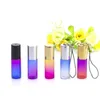500 stks 5 ml gradiënt kleur etherische olie lege parfumfles 5cc rollerbal dik glasrol op duurzaam voor reizen