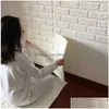 Wallpapers 70Cmx1M 3D Brick Pattern Wall Sticker Self-Adhesive Panel Waterproof Living Room Wallpaper Home Decoration Drop Delivery G Dhph0