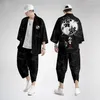 Men s t Camisetas de duas peças Terno Oversize XXS 6xl estilo japonês moda quimono e calça define homens cardigan blusa haori obi roupas asiáticas 230411