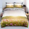 Beddengoed sets 3d roze bed beddengoed planten ontwerp quilt covers kussensas set bloem op maat 180x210 cm dubbele maat grijs home texitle