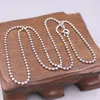 Chains Pure S925 Sterling Silver Necklace 2mmW Smooth Beads Chain Link 5-6g