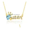 10 couleurs élégantes reine pendentif collier avec cristal diamant chaîne de clavicule accessoires de mode anniversaire joli cadeau livraison directe Dh8Sk