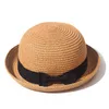 Brede rand hoeden zomer 15 kleuren reisstro hoed Koreaanse versie opgerolde rand mode boog schattig ronde ronde top eenvoudige vrije tijd