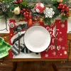 Servet Linnen Kerst Placemat Kerstboom Sneeuwpop Print Eetmat Koffiekopje Pad Anti-Vuile Navidad Woondecoratie