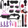 Cockring HMOON BDSM SexLove Set Kit Adulti Manette Morsetti per capezzoli Frusta Sculacciata Plug anale in metallo Vibratore Butt Toys per donne Uomini 230411