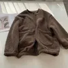 Frauen Hoodies Pullover Überlegene Qualität Herbst/winter Woolen Einfarbig Einreiher O Neck Lose Damen Mantel Drop SFFS332