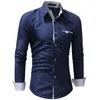 T-shirts pour hommes Hommes Casual Élégant Streetwear Slim Fit Robe à manches longues Homme Business Tops formels pour Camisa