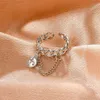 Anéis de banda Star da moda Aberta Rings Chain Women Chic Trendy Star Chain Rings Valentines Dating Jewelry Gift P230411