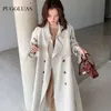 Damesgeuljagen Korea Losse oversize dubbelbruiled lange vrouwen witte zwarte stofdoek windscheper dame bovenkleding voorjaar 230411