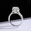 Cluster Rings 925 Sterling Silver Mosang Diamond Women's Ring Four Claw Round Bag Hand Holding Flower Wedding Style Style