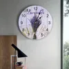 Wall Clocks Lavender Ear Of Wheat Vintage Flower Large Kids Room Silent Watch Office Home Decor Hanging Gift