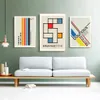 Obrazy Nowoczesne kolorowe Bauhaus żółtą abstrakcyjną linię geometryczną malarstwo malarstwo ścienne plakat obrazowy do salonu wystrój domu 231110