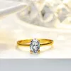 Pierścienie klastra Lesf Oval 1 Moissanite żółte złoto S925 Srebrny pierścionek Kobiet zaręczynowy biżuteria ślubna