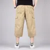 Heren shorts Summer Long Lengte Cargo Men Overalls Cotton Multi Pocket Pants Breeches Tactical Military Plus Size 5xl 230410