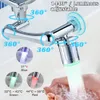 Soffioni doccia da bagno LED 1440 ° Rotazione rubinetto Extender Metallo Rame Sensibile alla temperatura Connettore universale a 3 colori per cucina 230411
