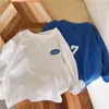 T Shirts HoneyCherry Spring Boy S Long Sleeved T Shirt Children S Blue Tops Baby Bottom Shirt Barnkläder 230411