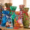 Gift Wrap Christmas DrawString Påsar Inslag Xmas Treats Party Favor Treat Candy with Ribbon Ties DrawStrin 230411