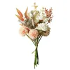 Dekorativa blommor DIY Bröllopsdekoration Peony Fake Flower Hybrid Bouquet Artificial Dandelion
