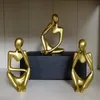 Decorative Objects Figurines VORMIR 3Pcs Nordic Abstract Resin Statue Thinker Character Sculpture Home Decor Miniature Figurine Living Room Office 230410