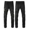 Herren Damen Markendesigner Lila Jeans Große Denim-Hosen Perforierte Hosen Hip Hop Perforierter Reißverschluss Amis-Hosen Buchstaben-Patch Slim Fit Elastisch Kleiner Fuß Jeans an