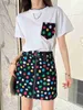 Zweiteiliges Kleid Designer 2023 Fashion Runway Damen Dot Print Rock Anzug O-Ausschnitt Kurzarm T-Shirt Top mit hoher Taille Set Outfit Trainingsanzug XDC7