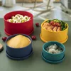 Bottiglie di stoccaggio Contenitore per alimenti in silicone rotondo Pasto ermetico Zuppa di cereali Ciotola per la preparazione di frutta con coperchio Contenitore per il pranzo per bambini